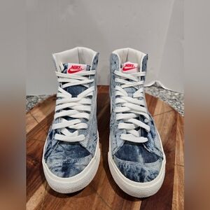 Nike Blazer Mid '77 Washed Denim Women's 10 Blue White Sail Shoes DV2182-900